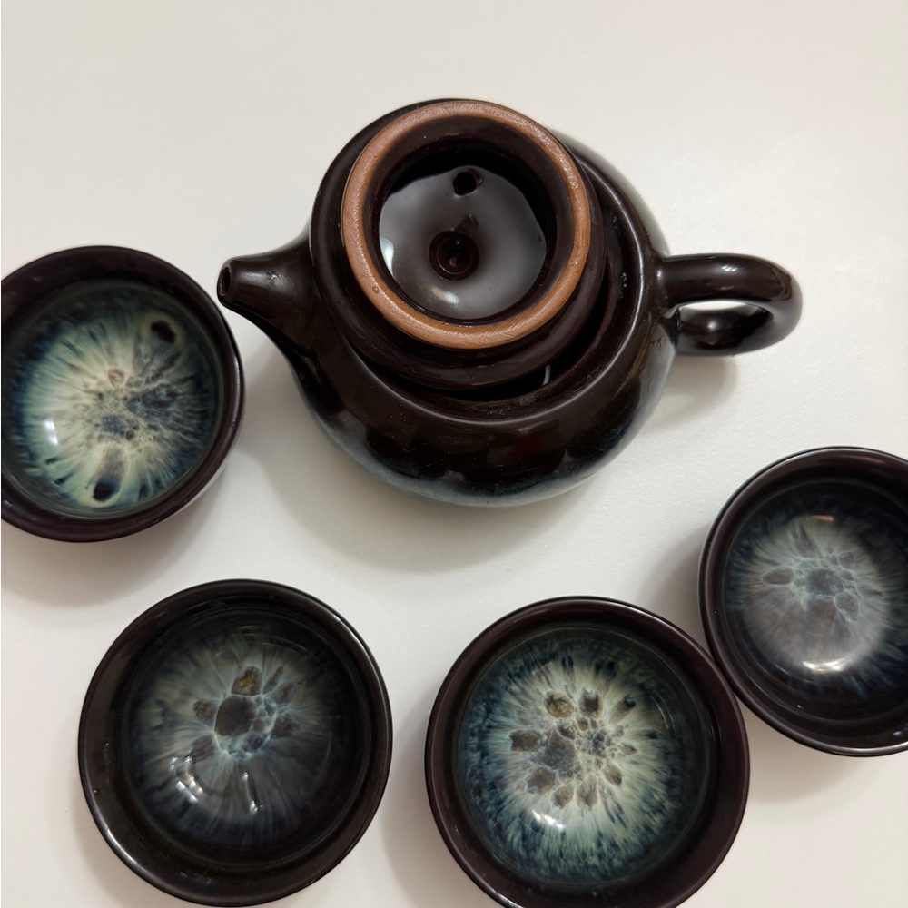 Elegant Black Ceramic Tea Set - Picture 3 of 8